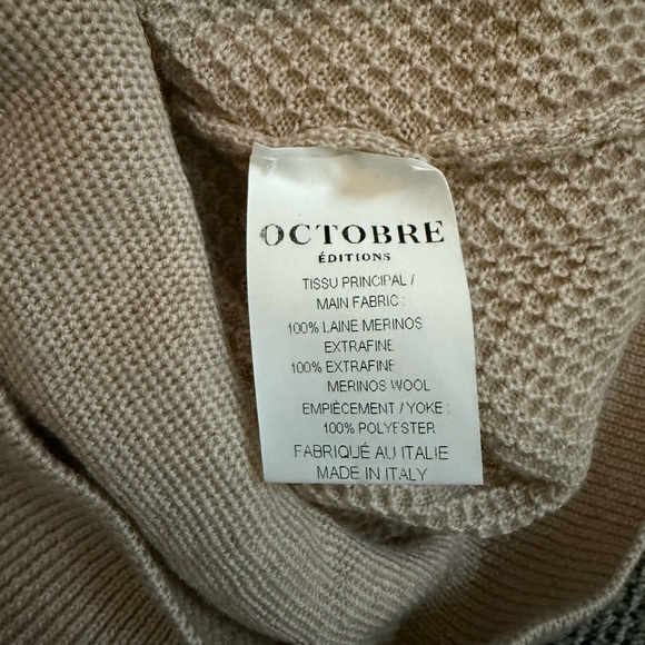 OCTOBRE Editions/Sezane Men’s tan sweater Made in Portugal 100% merino wool - Picture 6 of 6